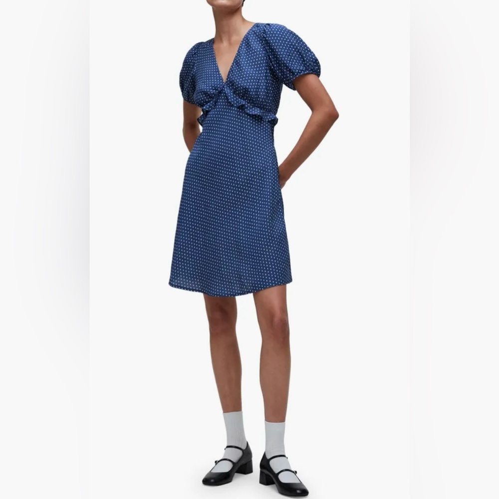 Polka Dot Puff Sleeve Mini Dress